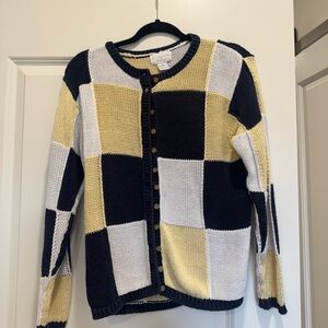 Christopher & Banks Blue and White Cardigan Sweater